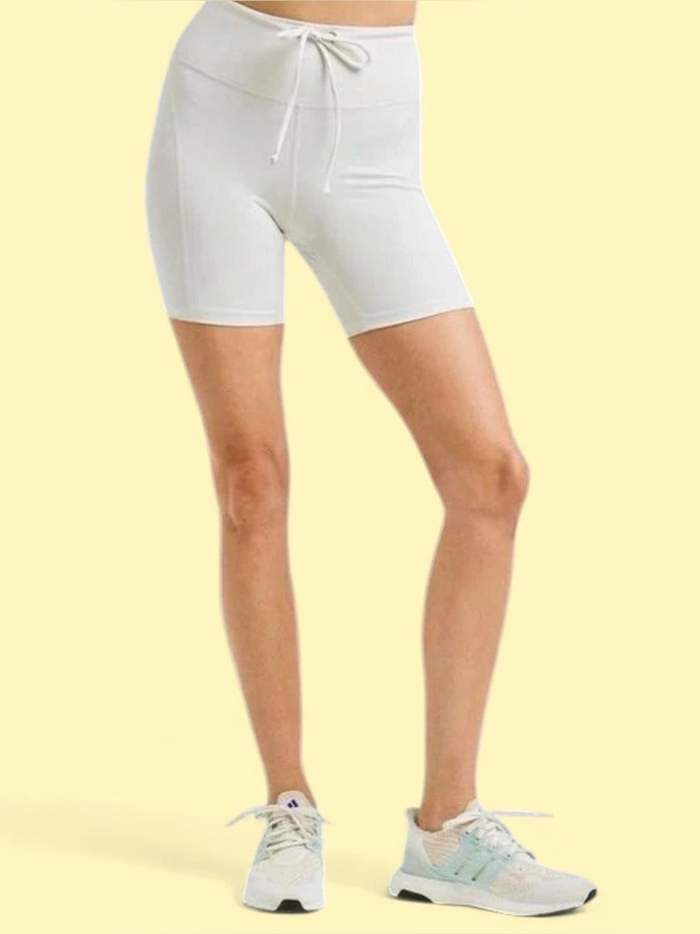Year of Ours White High-Rise Drawstring Bike Shorts